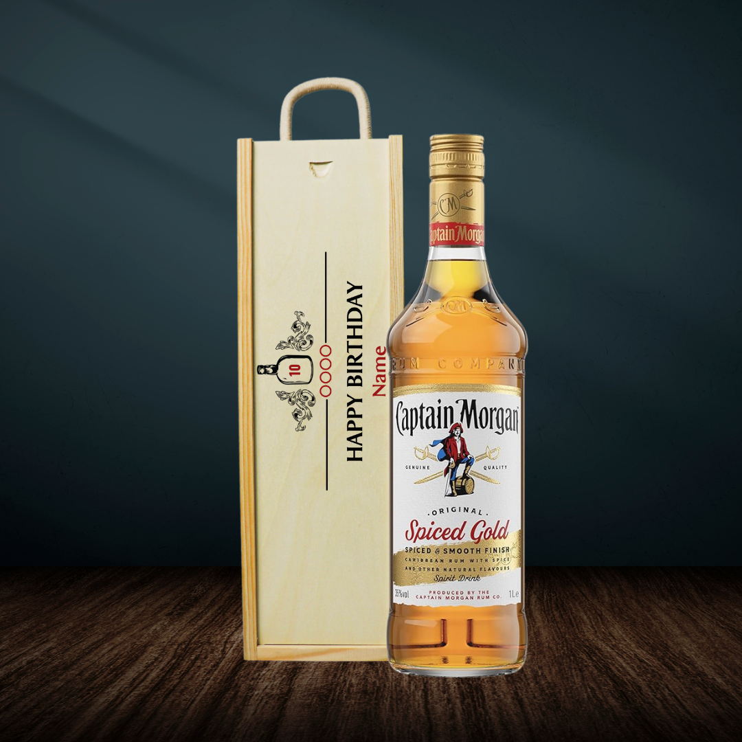 Personalised Captain Morgan Spiced Rum Happy Birthday Gift Set