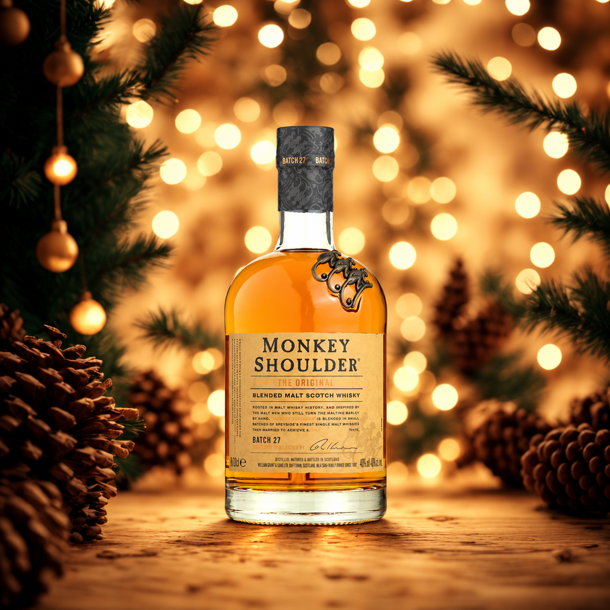 Merry Christmas Monkey Shoulder "The Original" Whisky Gift Box - 40% ABV
