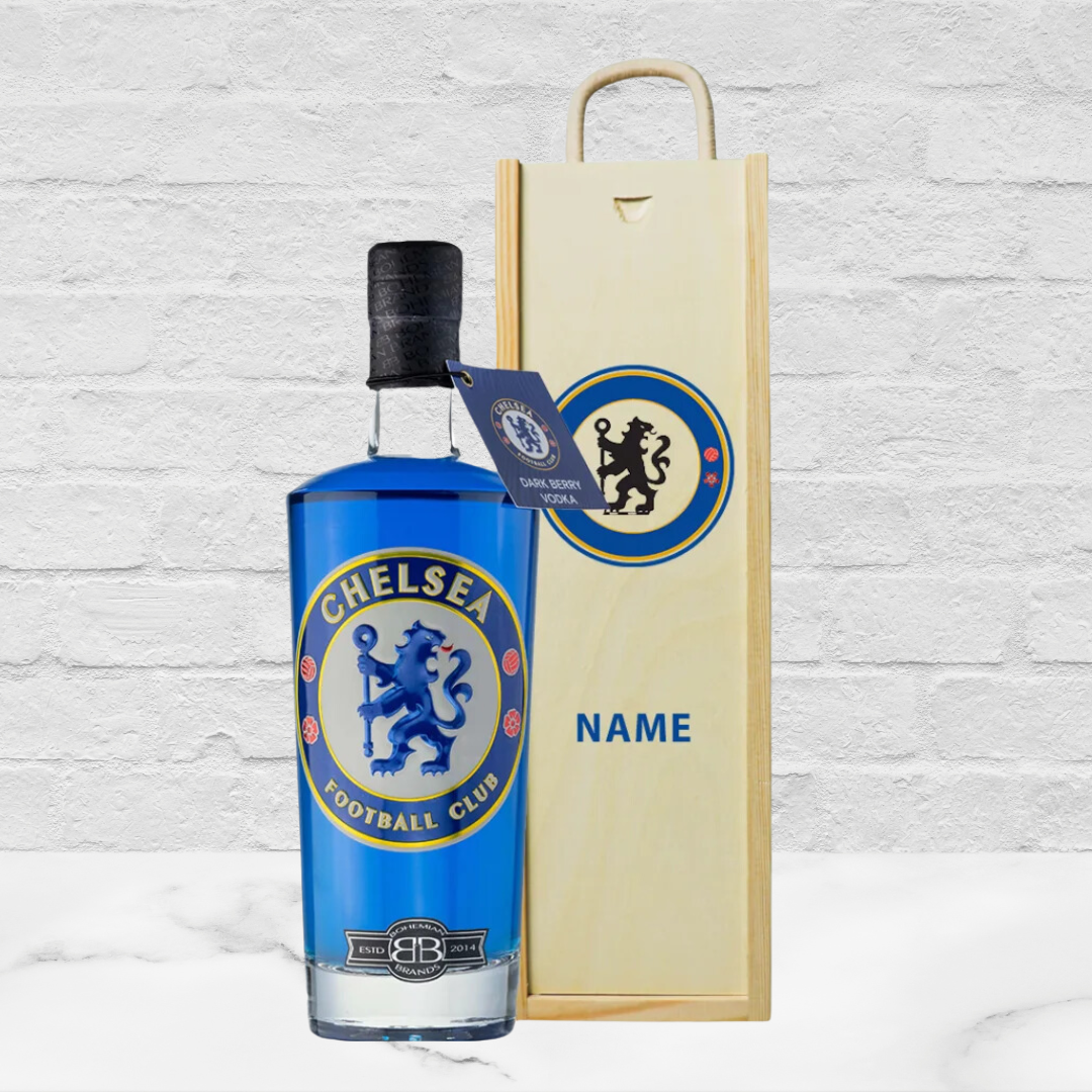 Chelsea Football Dark Berry Vodka in Personalised Presentation Box (70cl) - 37.5% ABV