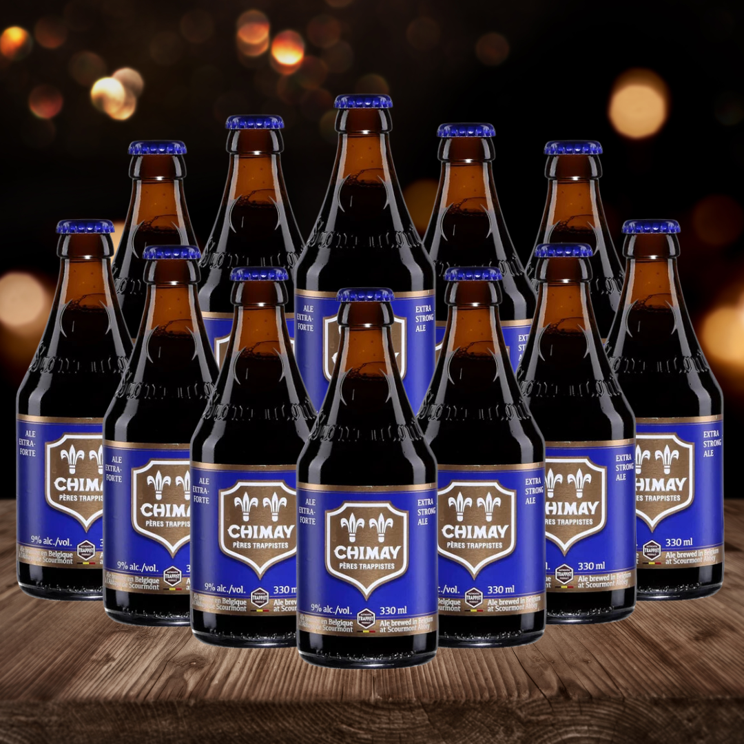 Chimay Blue Belgian Trappist Strong Dark Ale 330ml Bottles - 9% ABV (12 Pack) - BEERHUNTER