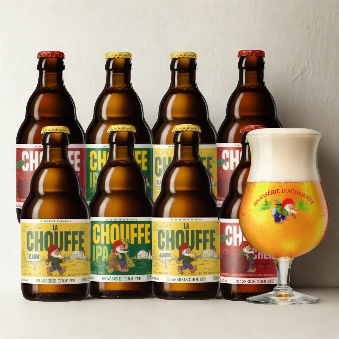 Chouffe Mixed Beer Case With FREE CHOUFFE GLASS 8 Pack x 330ml (8.0% - 9.0% ABV)