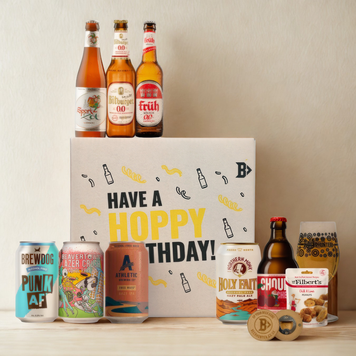Low Alcohol Beer Hoppy Birthday Gift Box with Glass - (8 Pack)