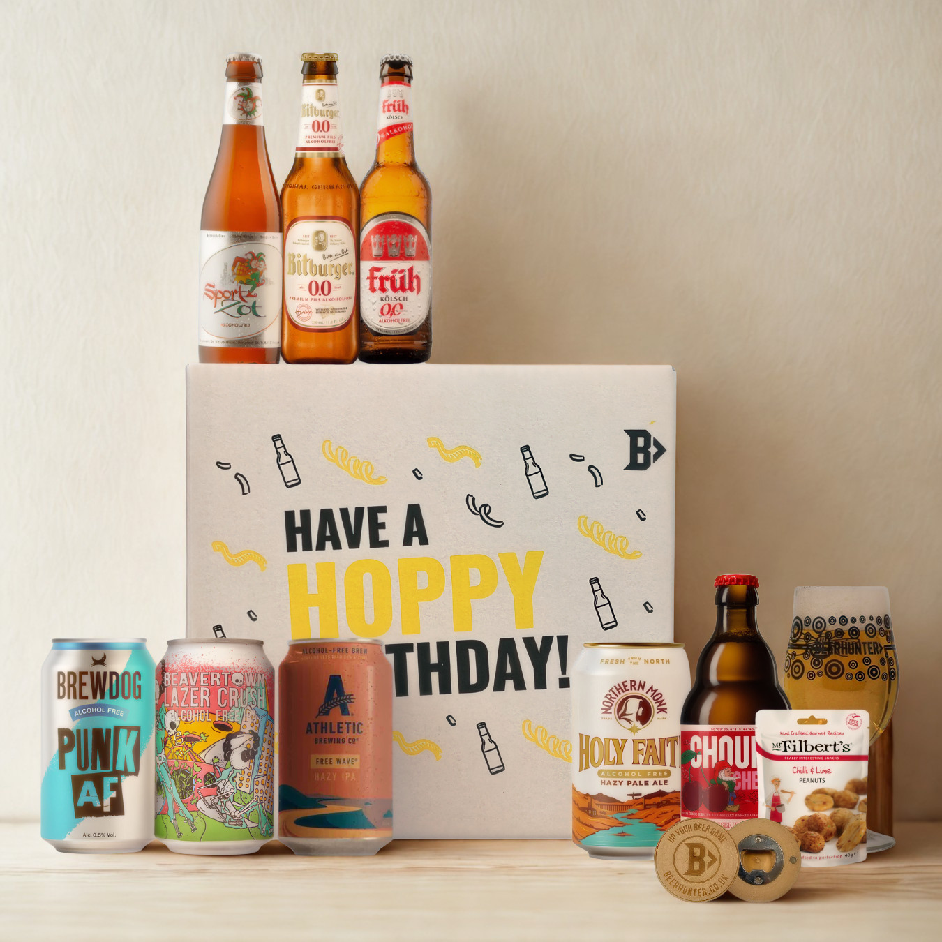 Low Alcohol Beer Hoppy Birthday Gift Box with Glass - (8 Pack)