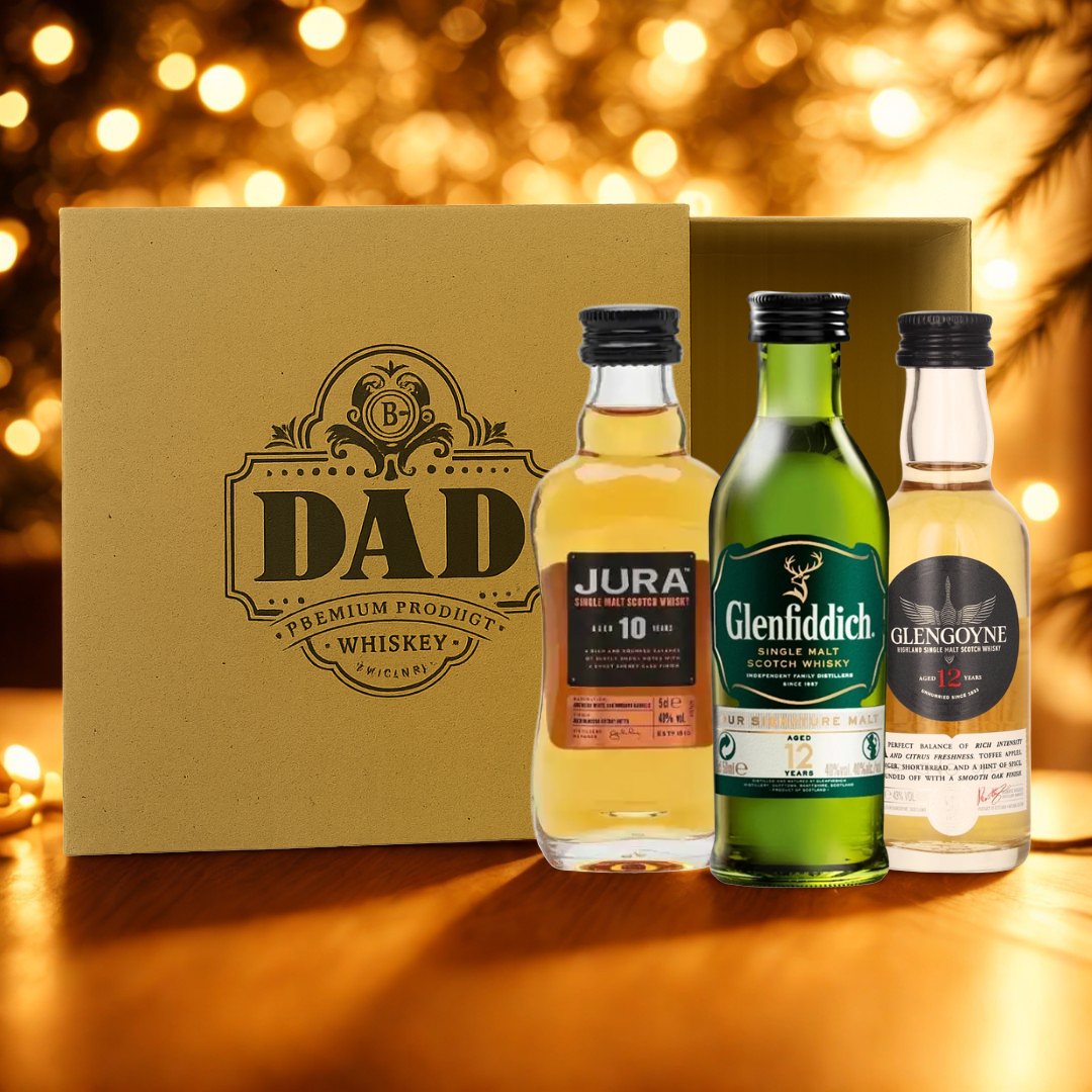 Premium Scotch Malt Whisky Miniatures Gift Box Set for Dads (3 x 5cl)