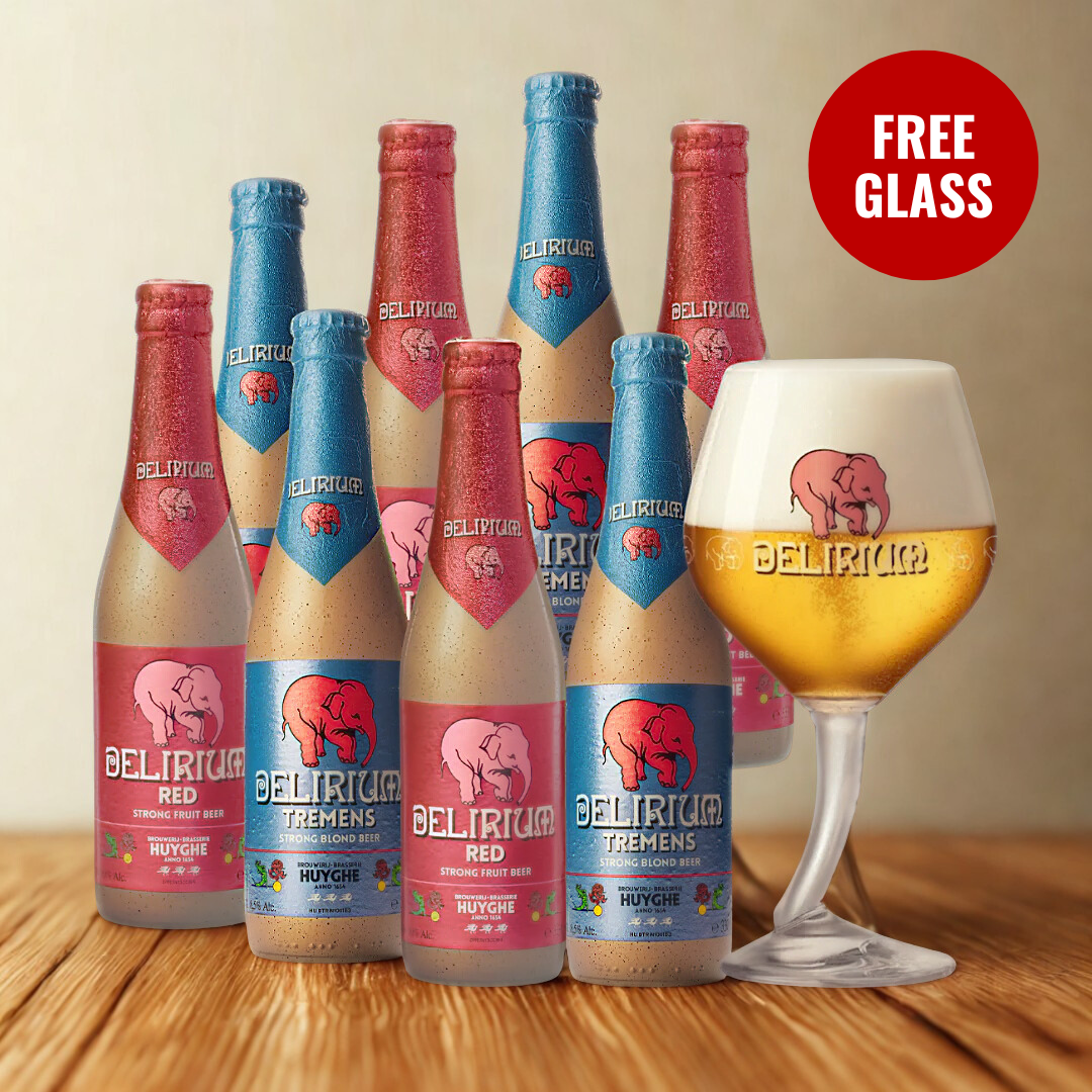 Delirium Belgian Strong Ale Mixed Case WITH FREE GLASS (8 Pack)