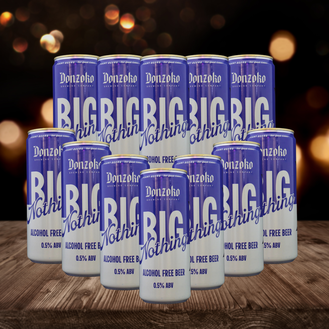 Donzoko Big Nothing British Low Alcohol Beer 330ml Cans -  0.5% ABV (12 Pack)
