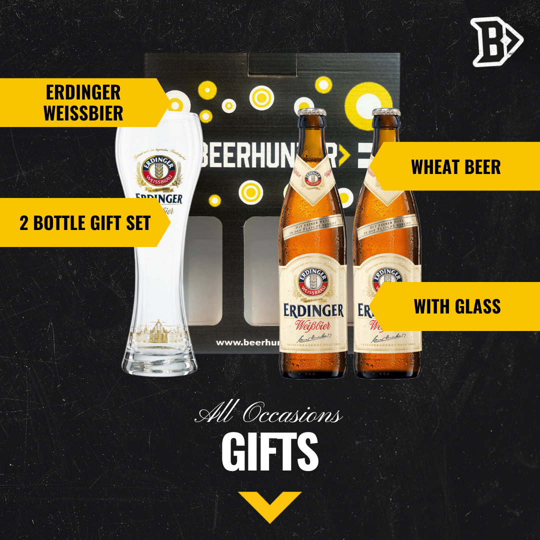 ERDINGER Weissbier German Wheat Beer Gift Set with Official ERDINGER Glass (2 Pack) - BEERHUNTER