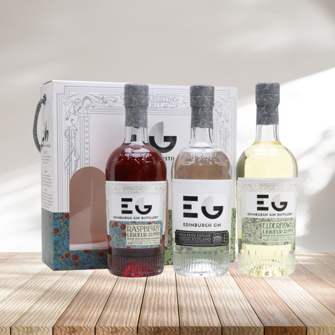 Edinburgh Gin Triple Gift Set (3 x 20cl Bottles) - Raspberry, Original, Elderflower