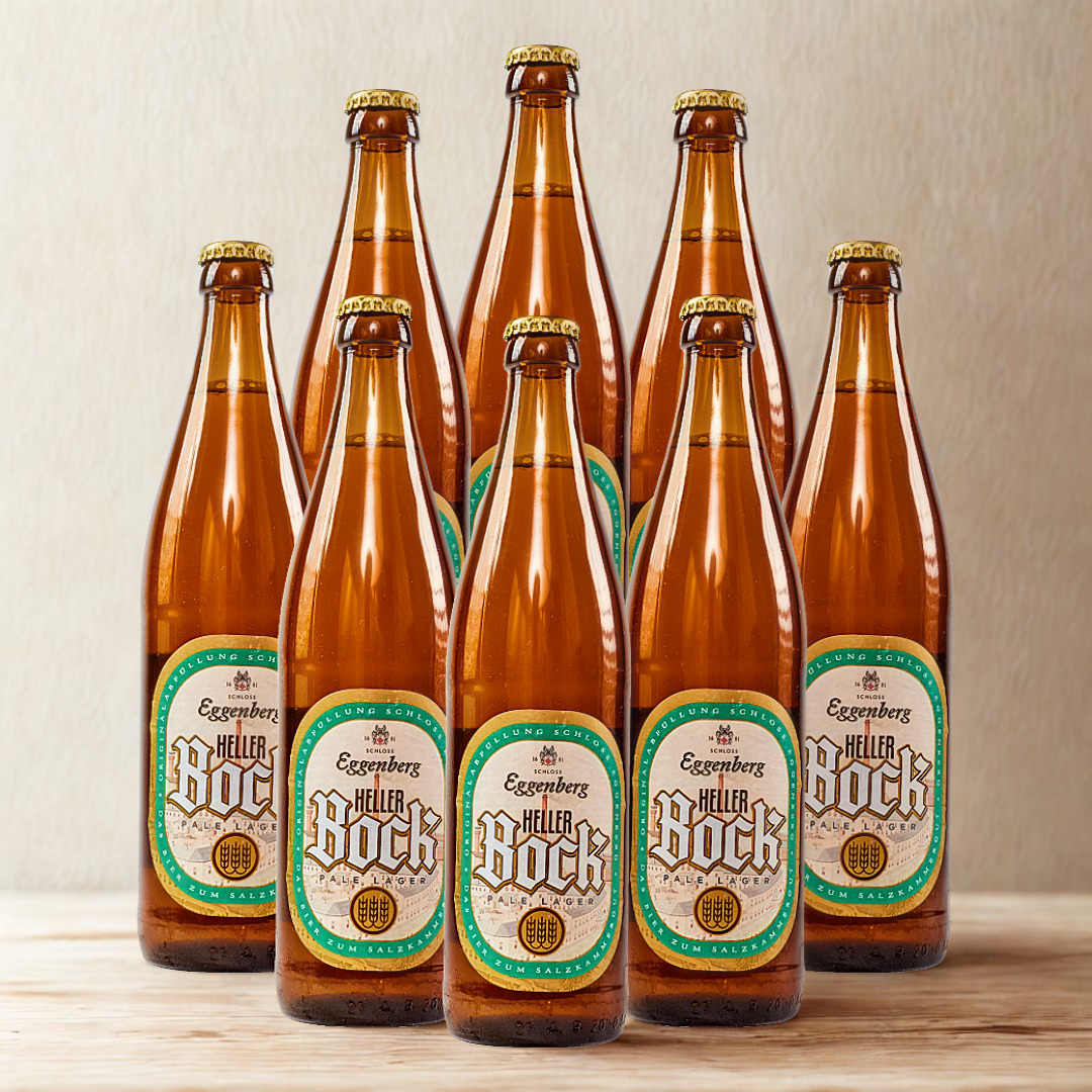 Eggenberg Heller Bock Austrian Pale Lager 500ml Bottles - 7.4% ABV (8 Pack)