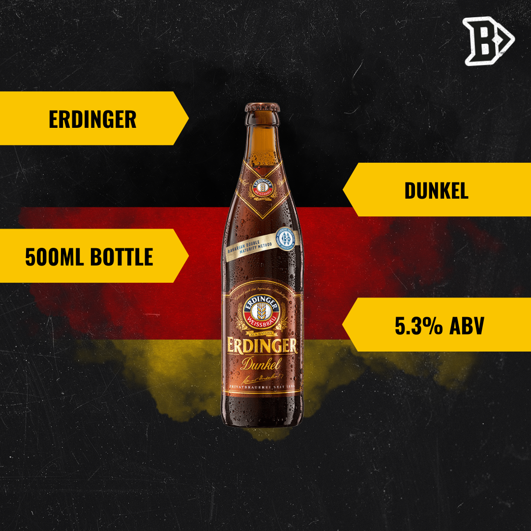 Erdinger Dunkel Dark German Wheat Beer 500ml Bottles - 5.3% ABV (12 Pack) - BEERHUNTER