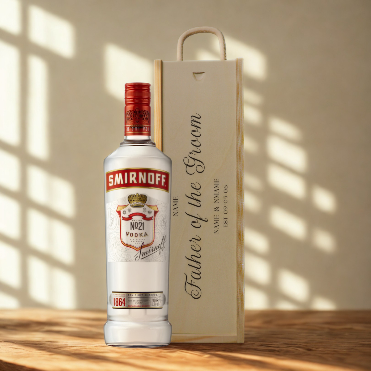 Personalised Father of the Groom Vodka Gift Set with Wooden Gift Box