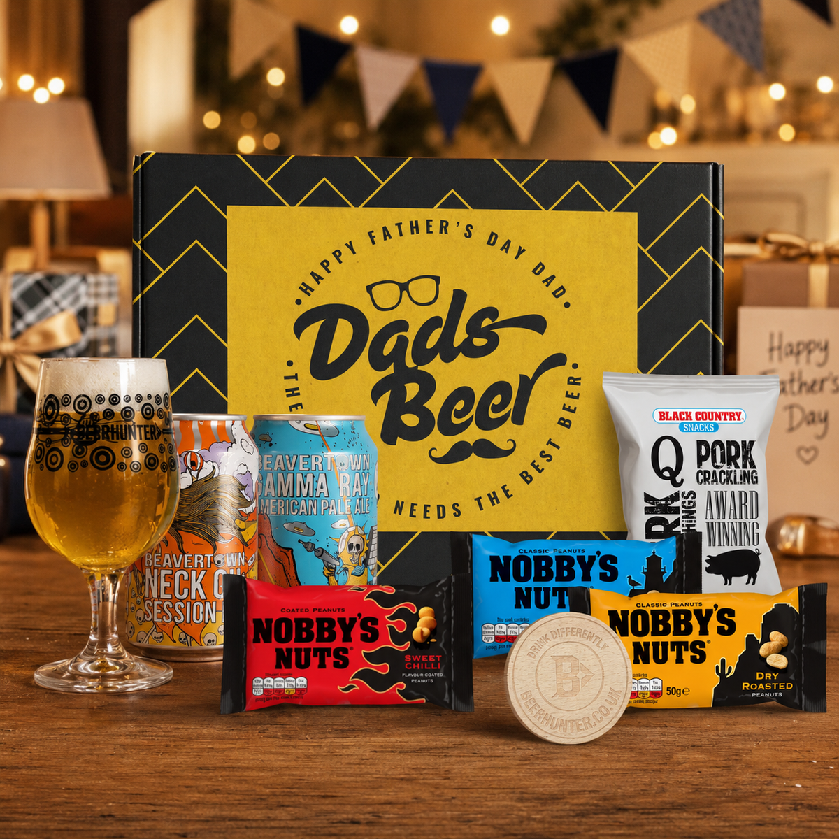 Father's Day Beavertown Craft Beer Gift Differently Set with Glass &amp; Snacks (2 Pack)