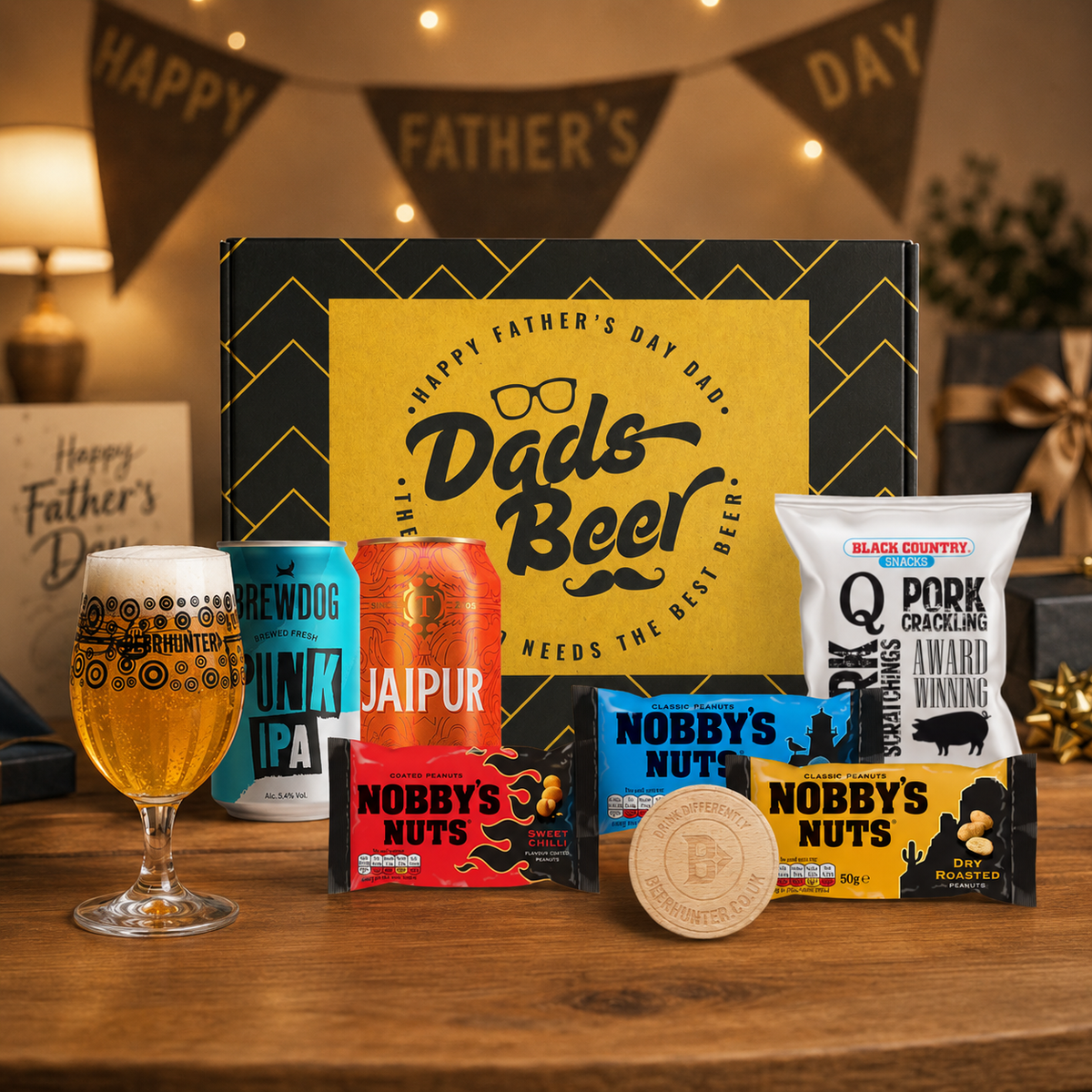 Father's Day IPA Beer Gift Differently Set for Dad with Beer Glass &amp; Snacks (2 Pack)
