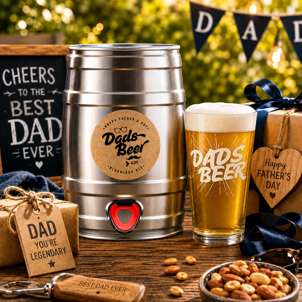 Father's Day Dad's Beer Mini Keg – 5 Litre Limited Edition Blackjack Brewery Ale with Dad Glass (4.0% ABV)