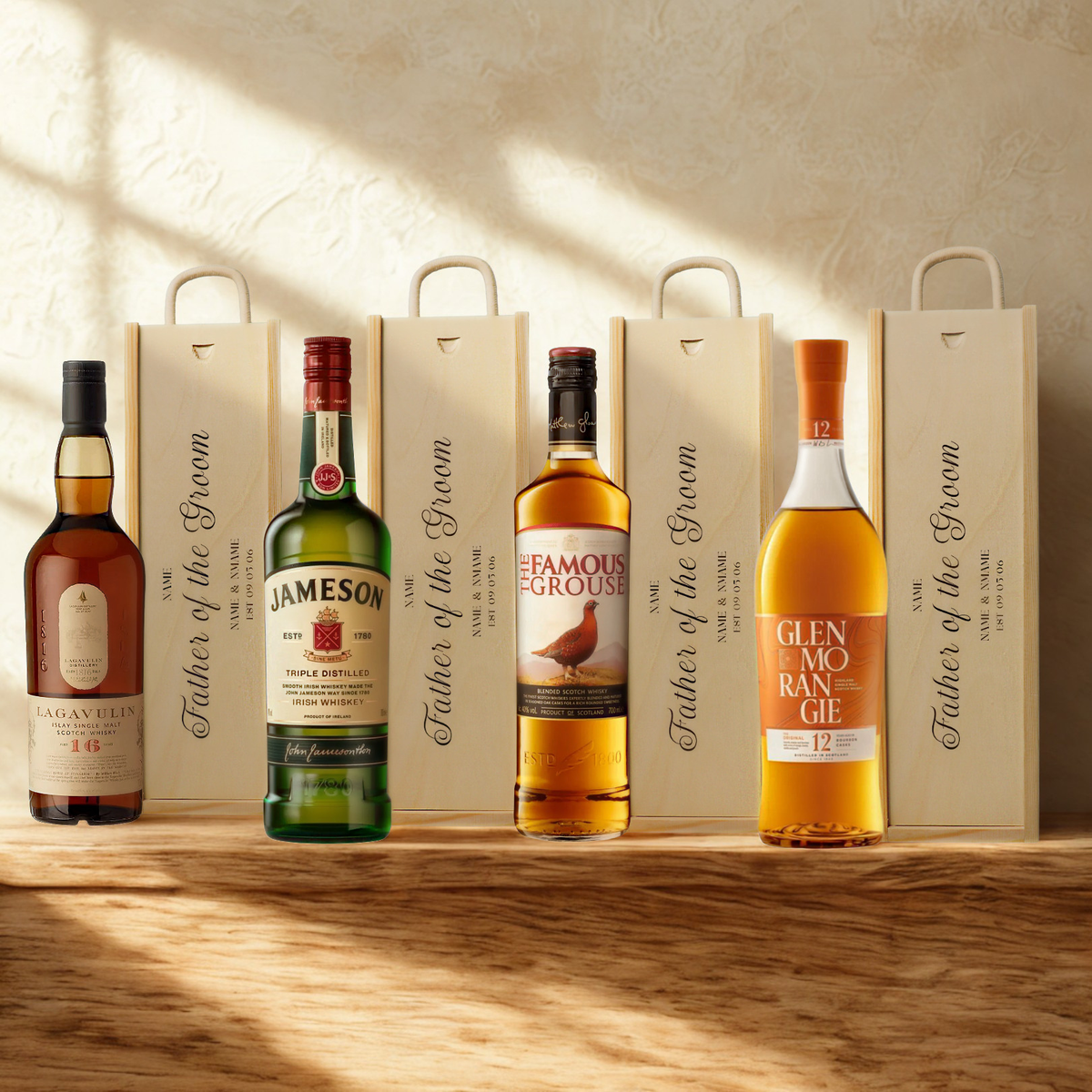 Personalised Father of the Groom Whisky Gift Set with Wooden Presentation Box