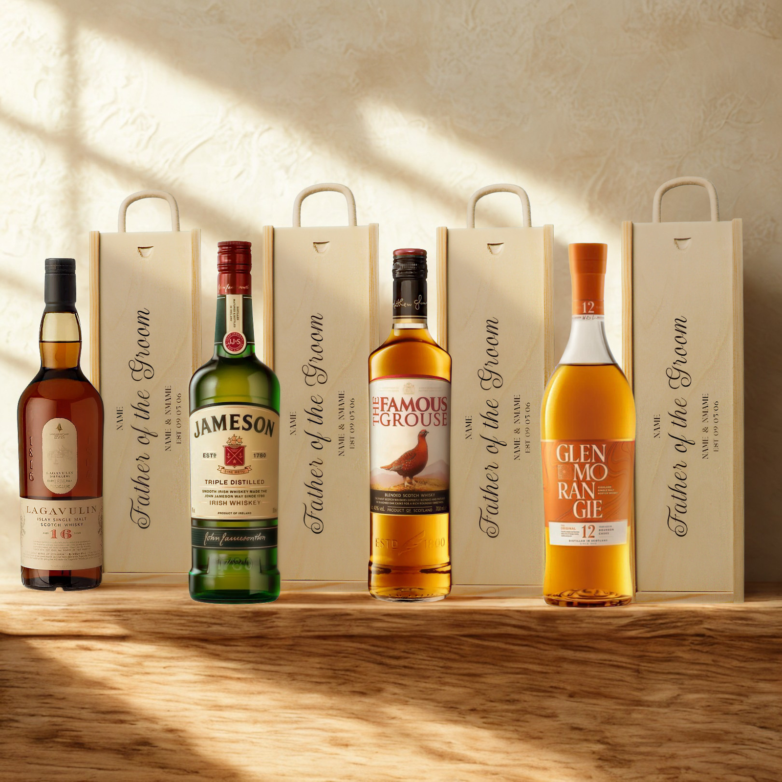 Personalised Father of the Groom Whisky Gift Set with Wooden Presentation Box