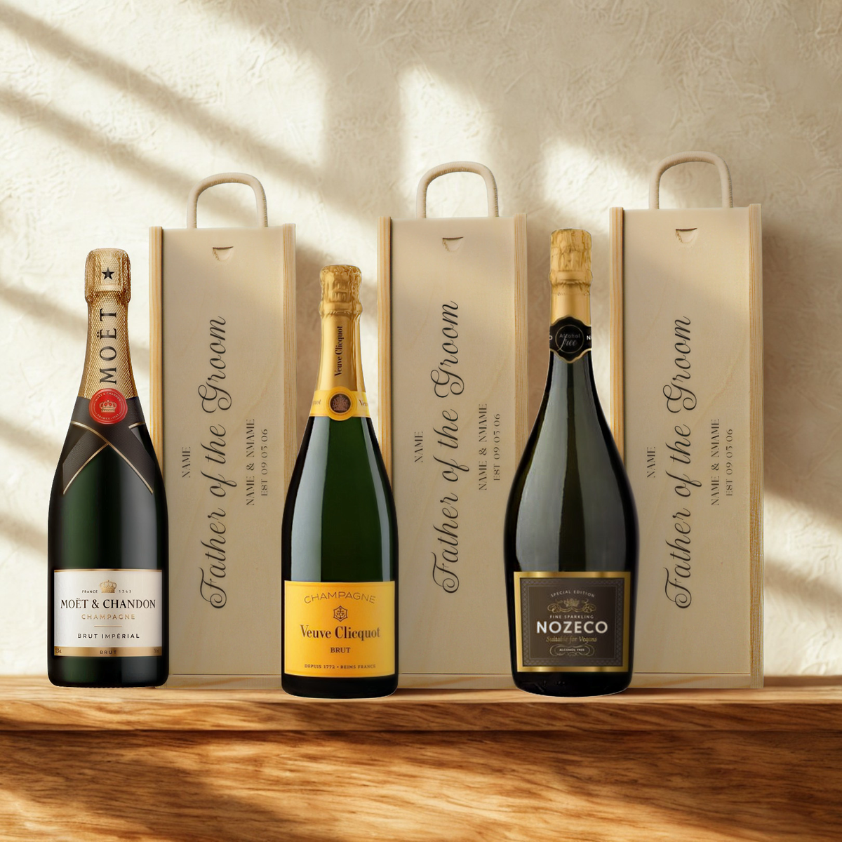 Personalised Father of the Groom Champagne &amp; Sparkling Gift Set with Wooden Presentation Box