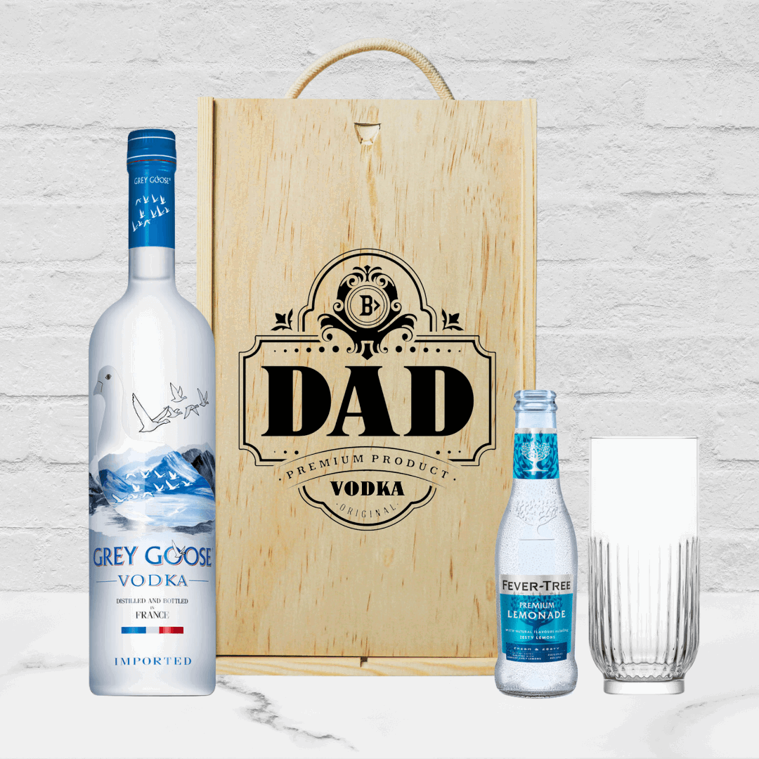 Fathers Day Grey Goose Premium Vodka Gift Set with Glass & Lemonade - 70cl - BEERHUNTER