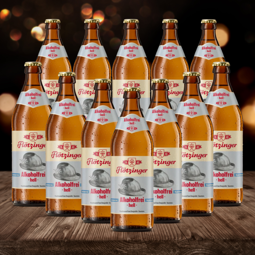 Flotzinger Alkoholfrei Hell German Alcohol-Free Beer 500ml Bottles - 0.5% ABV (12 Pack) - BEERHUNTER