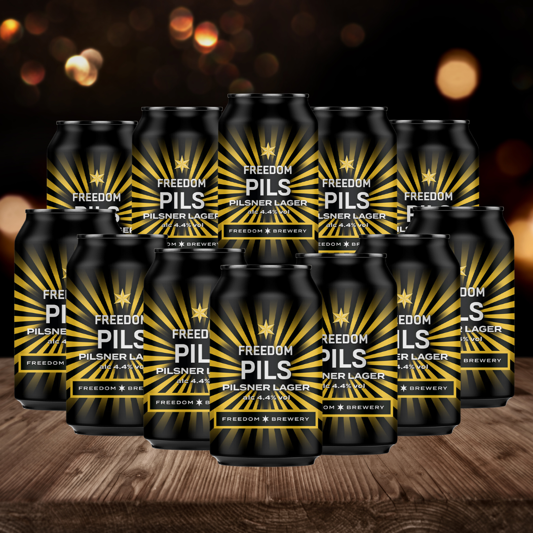 Freedom Brewery British Pilsner Craft Beer 330ml Cans - 12 Pack (4.4% ABV) - BEERHUNTER