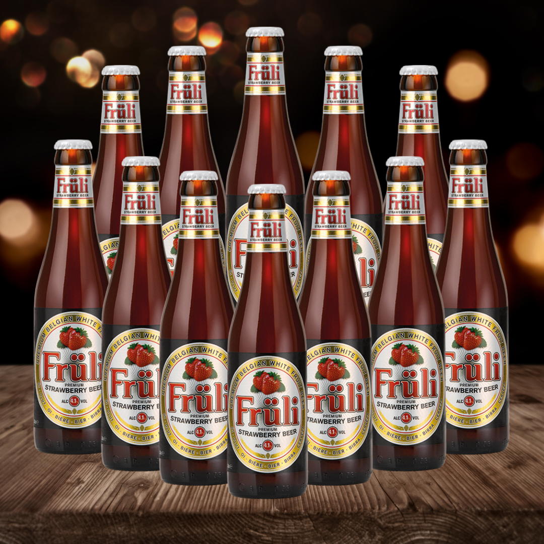 Fruli Strawberry Fruit Flavoured Red Belgian Beer 330ml Bottles – 4.1% ABV (12 Pack) - BEERHUNTER