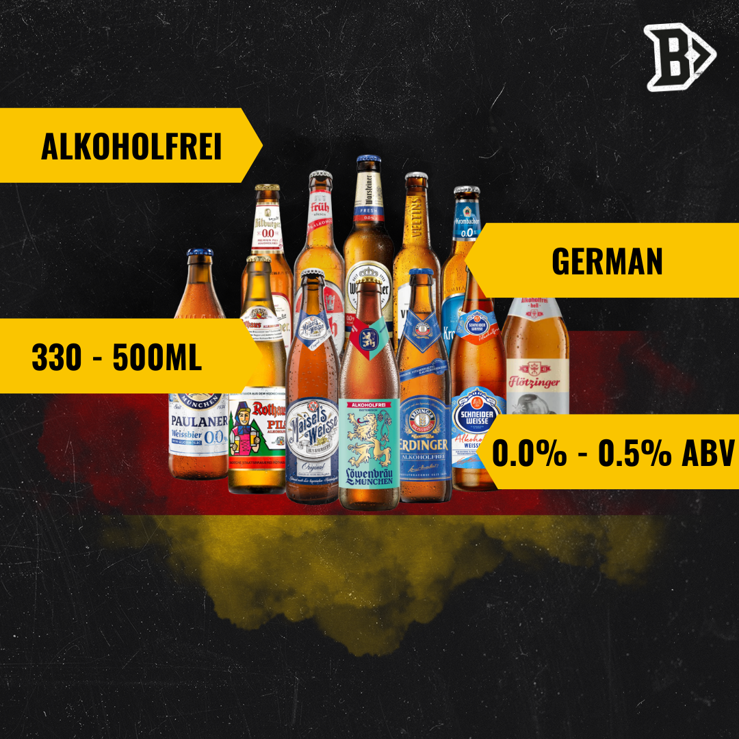 German Alcohol-Free Beer Mixed Case (12 Pack) – Helles, Pilsner &amp; Wheat Beer 0.0%–0.5% ABV
