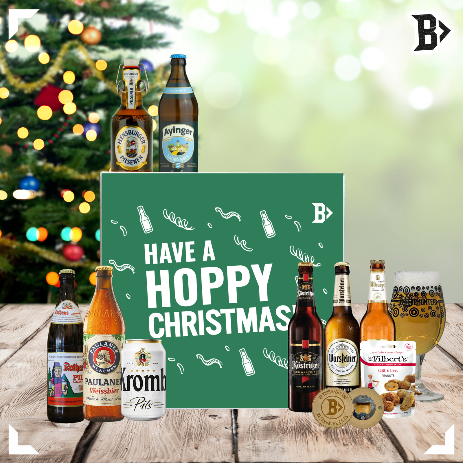 German Craft Beer Hoppy Christmas Gift Box with Glass – Premium German Beer Selection (8 Pack)