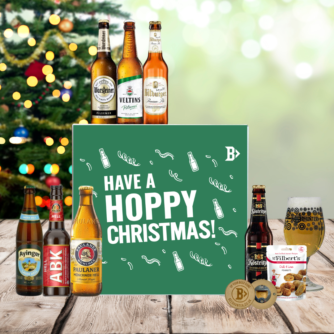 German Beer Hoppy Christmas Gift Box with Glass - (8 Pack)