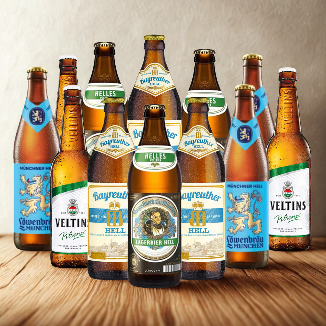 Best of German Breweries Premium Lager Mixed Case 500ml Bottles (12 Pack) – Augustiner, Löwenbräu, Veltins &amp; Bayreuther Hell