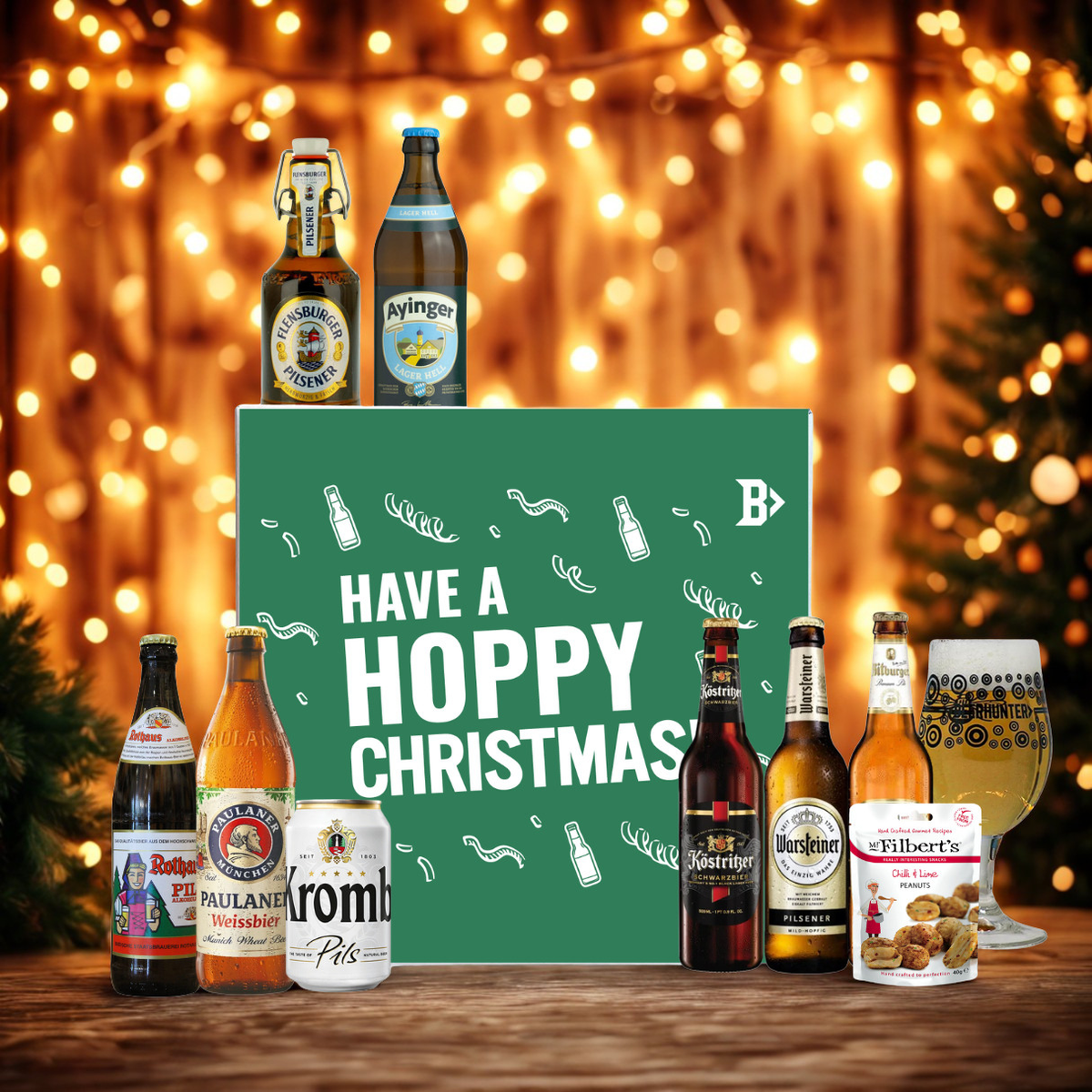 German Craft Beer Hoppy Christmas Gift Box with Glass – Premium German Beer Selection (8 Pack)