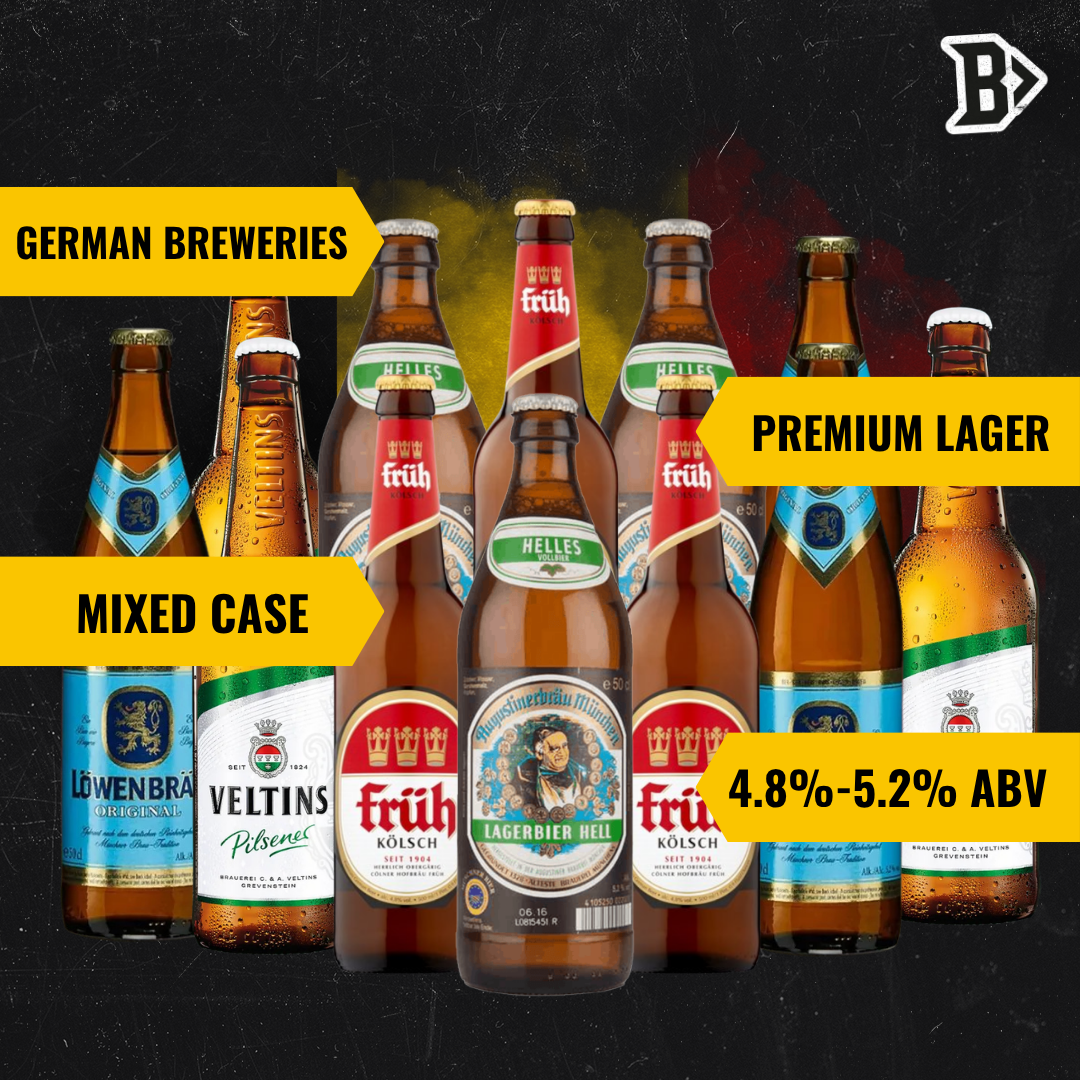 Best of German Breweries Premium Lager Mixed Case 500ml Bottles (12 Pack) – Augustiner, Löwenbräu, Veltins &amp; Fruh Kolsch