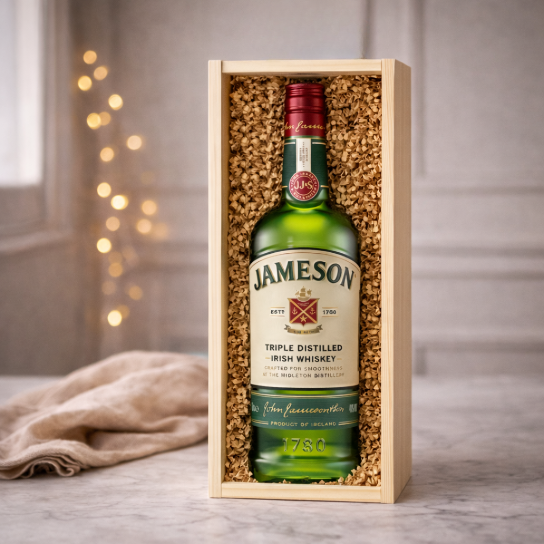 Personalised 50th Birthday Jameson Irish Whiskey Gift Set – 70cl Triple Distilled Whiskey with Personalised Lid