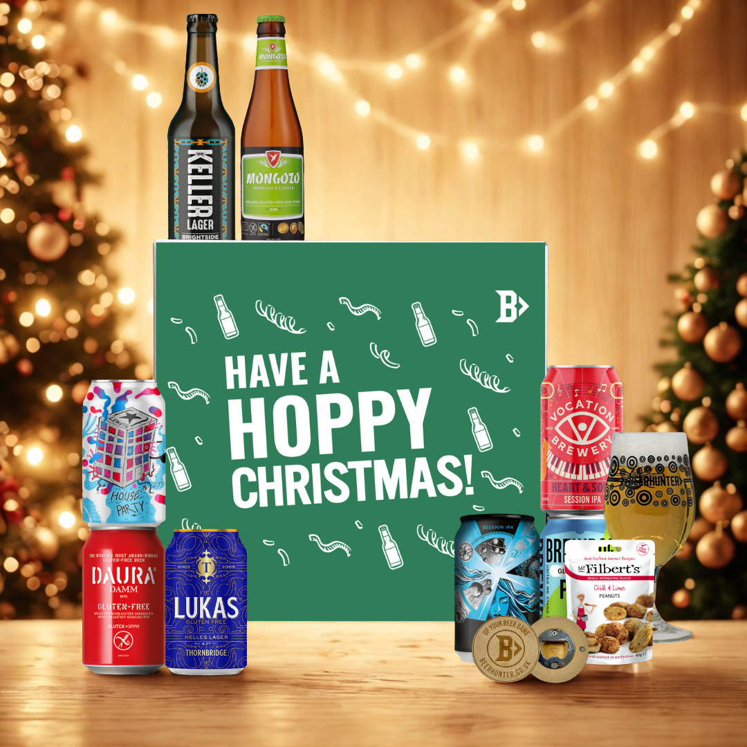 Gluten Free Beer Hoppy Christmas Gift Box with Glass – Premium Gluten Free Craft Beer Selection (8 Pack)