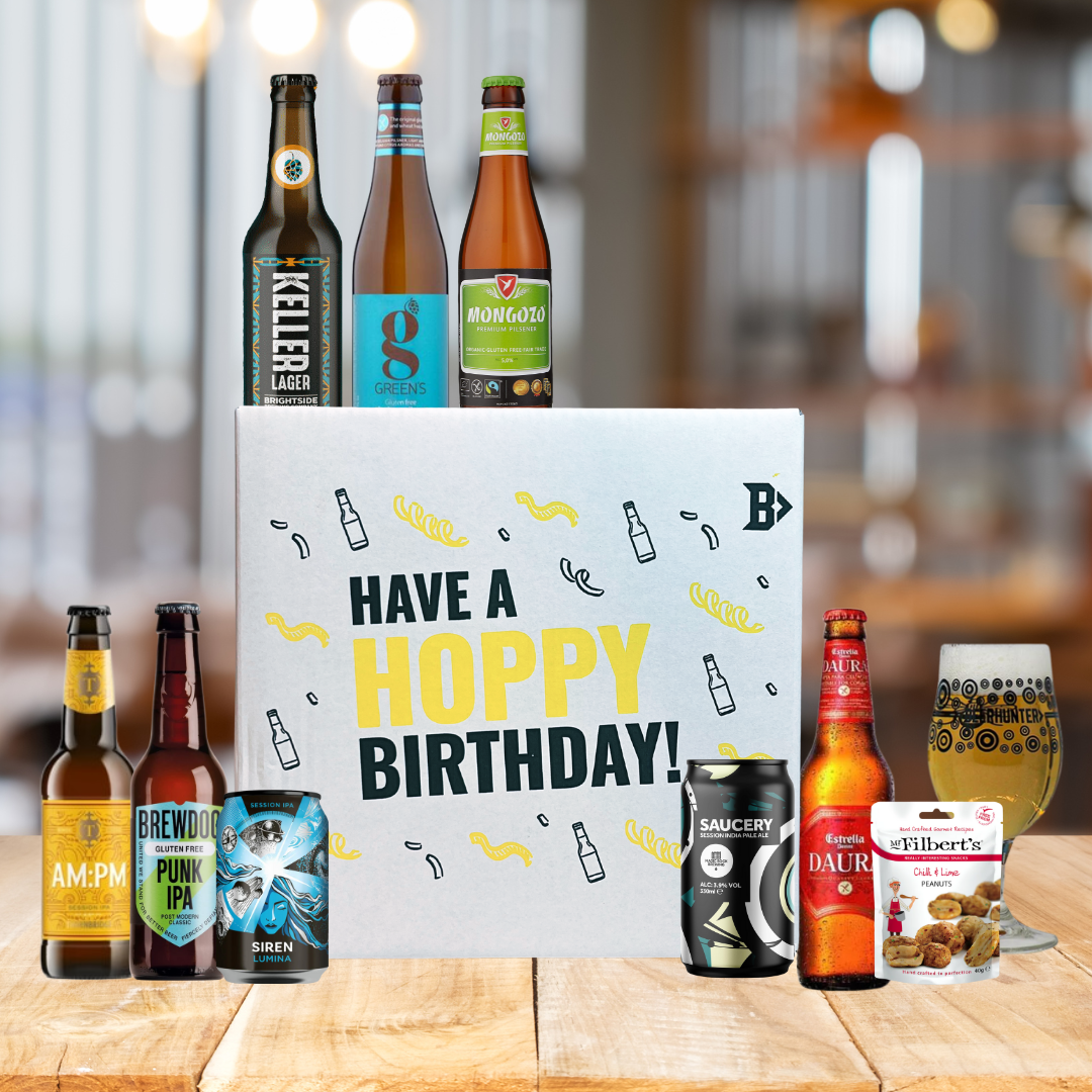 Gluten Free Beer Hoppy Birthday Gift Box with Glass - (8 Pack)
