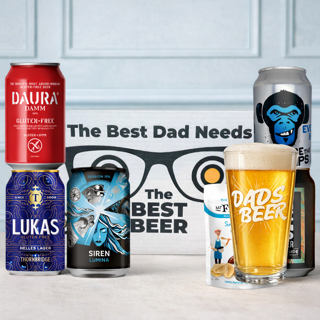 Gluten Free Craft Beer “Best Dad” Gift Pack with Dad’s Beer Glass