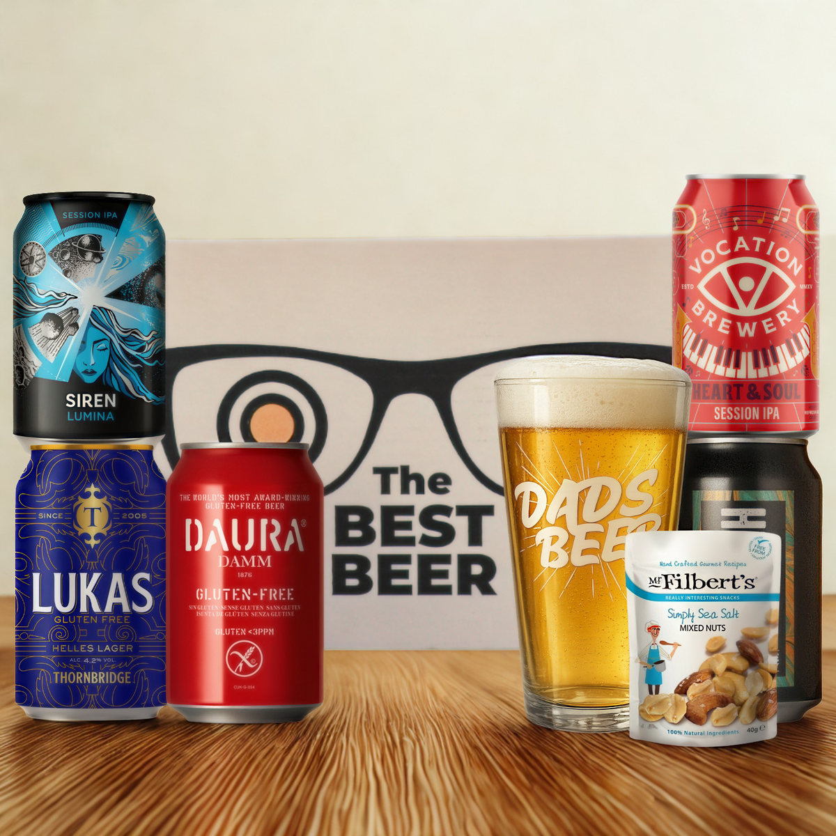 Gluten Free Craft Beer “Best Dad” Gift Pack with Dad’s Beer Glass
