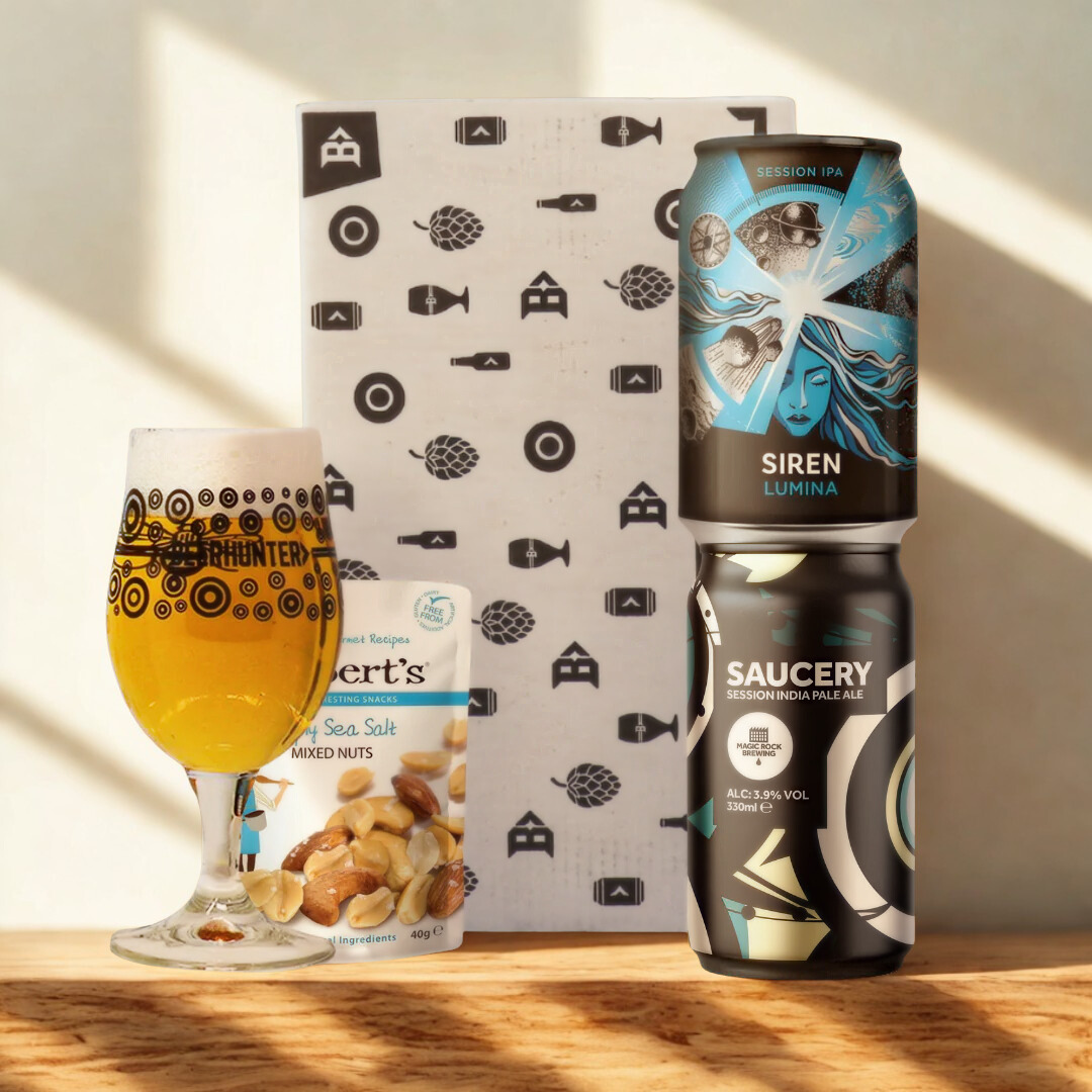 Gluten Free &amp; Vegan Craft Beer 2 Can Gift Set with Beer Hunter Glass (330ml Cans)