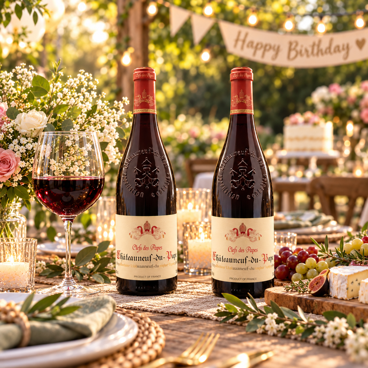 Personalised Chateauneuf Du Pape Red Wine Happy Birthday Gift Set