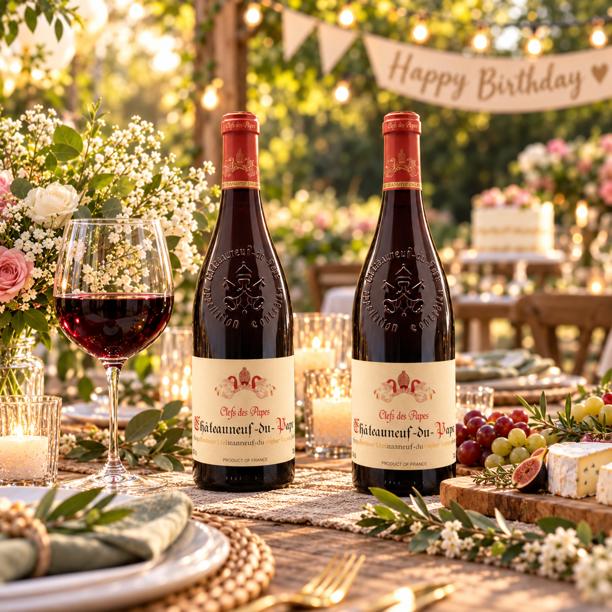 Personalised Chateauneuf Du Pape Red Wine Happy Birthday Gift Set