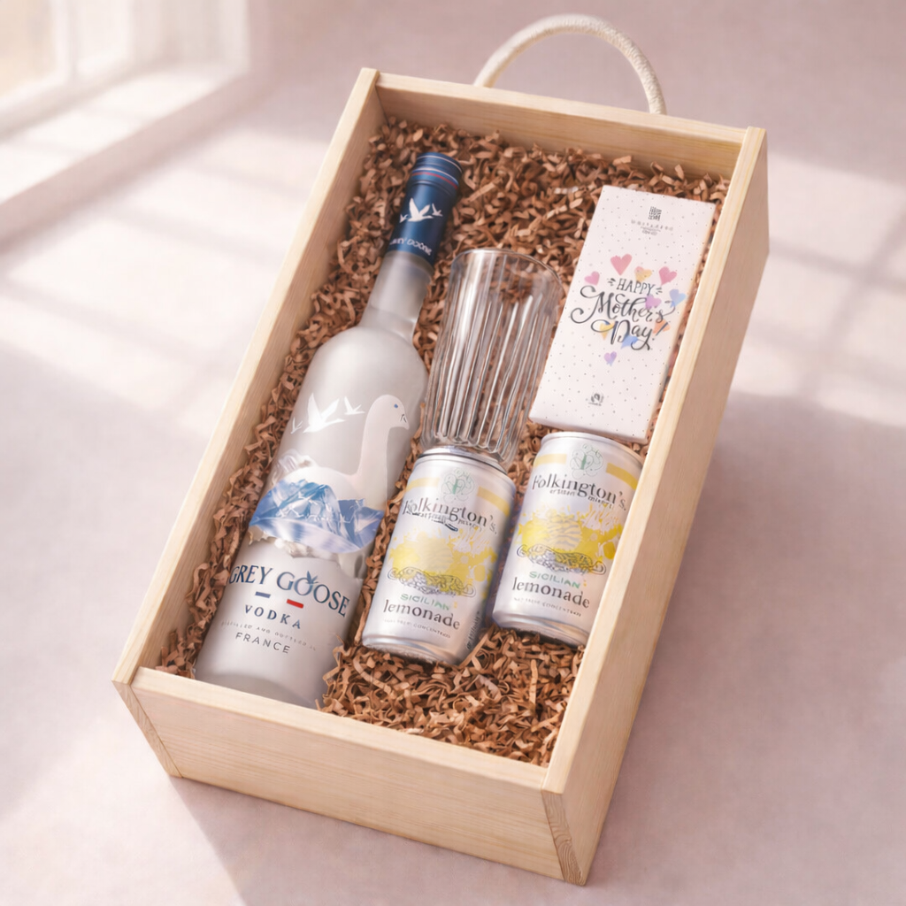 Mother’s Day Vodka Gift Set – Grey Goose 70cl with Lemonade, Chocolate & Glass – Luxury Mother’s Day Gift for Mum