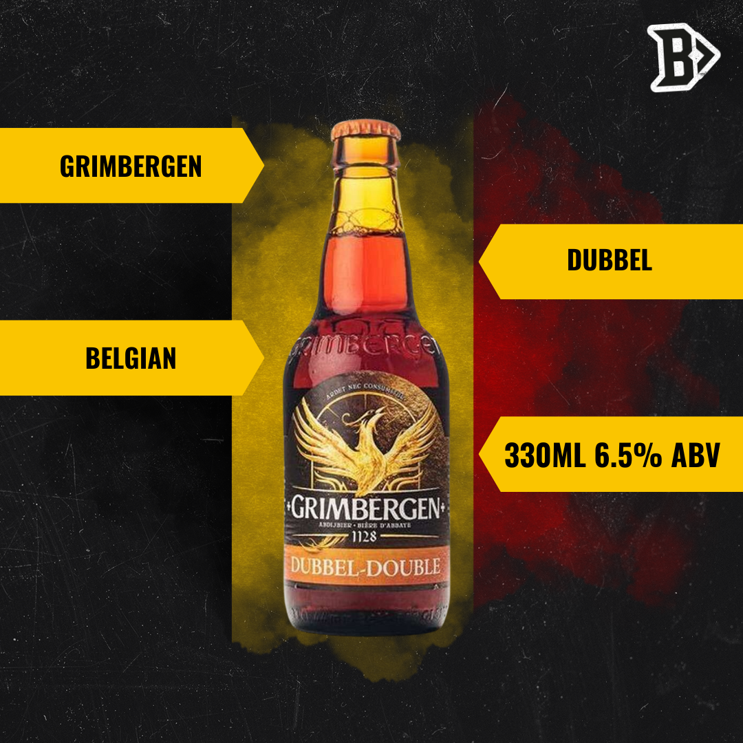 Grimbergen Dubbel Belgian Ale 330ml Bottles 6.5% WITH FREE GLASS (8 Pack)