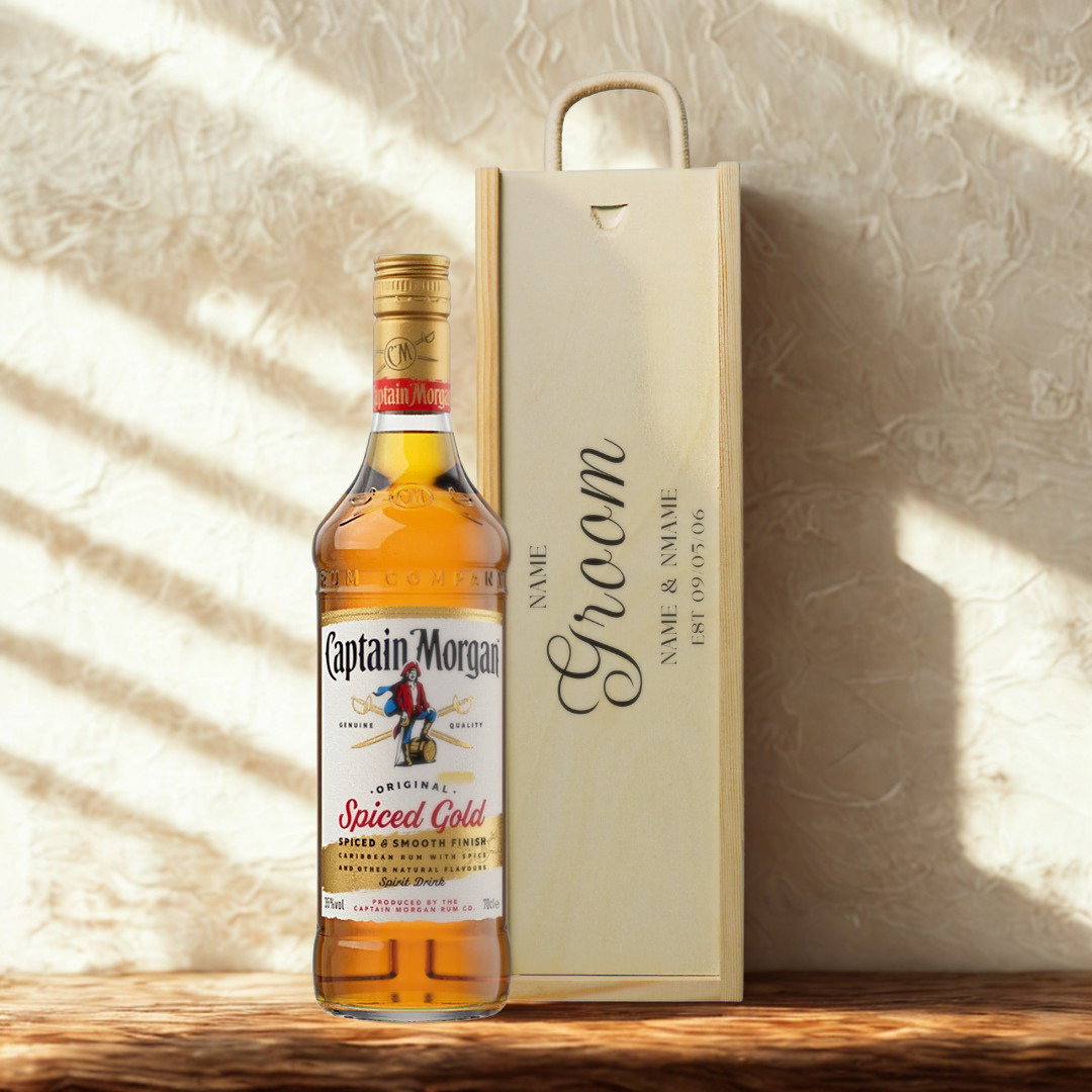 Personalised Groom Rum Gift Set with Wooden Presentation Box