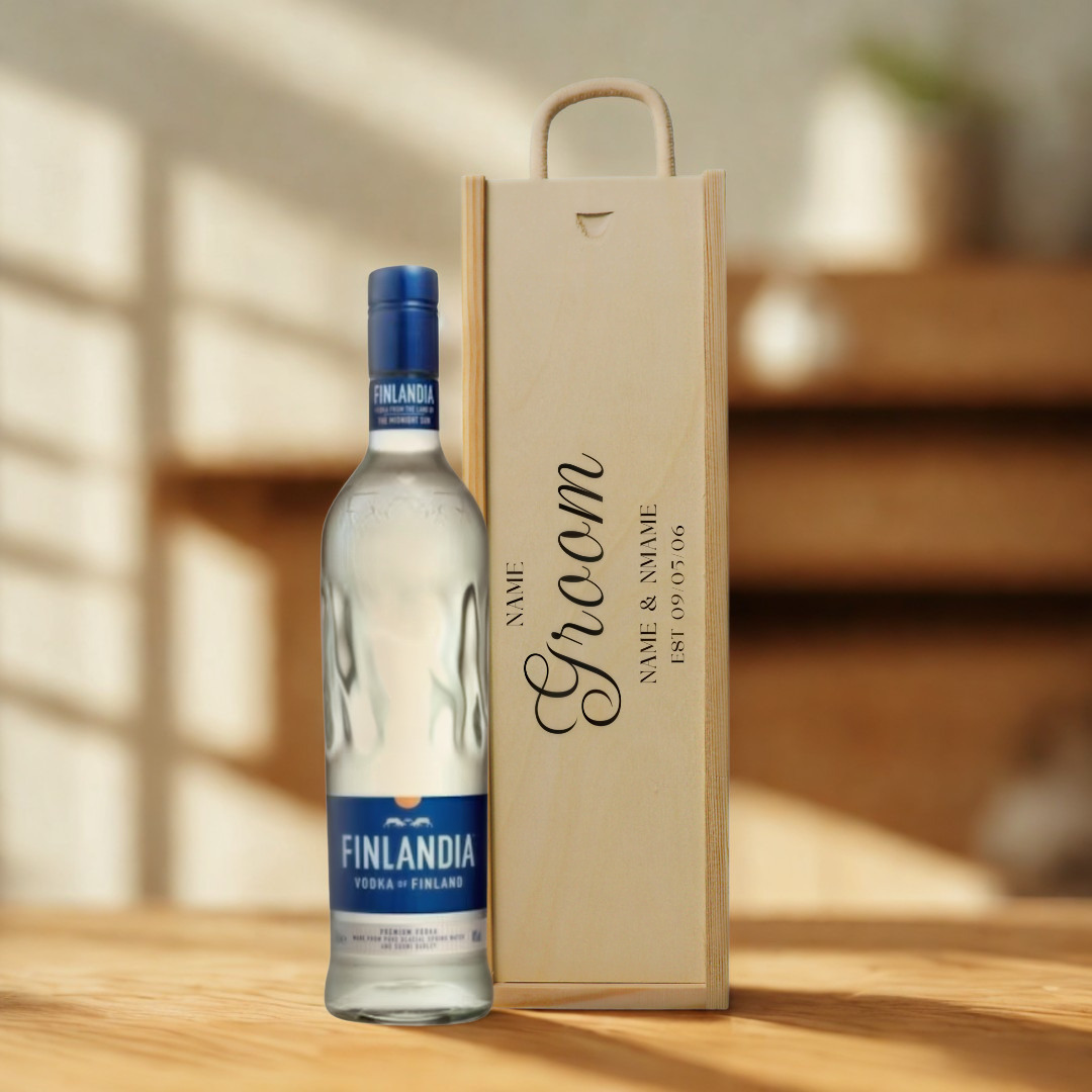 Personalised Groom Vodka Gift Set with Wooden Gift Box