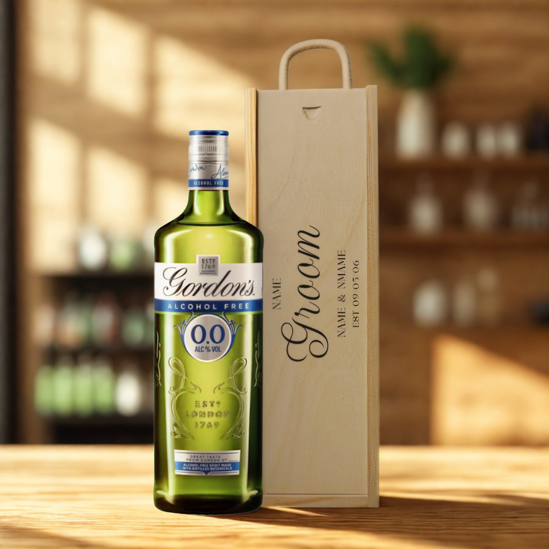 Personalised Groom Gin Gift Set with Wooden Presentation Box