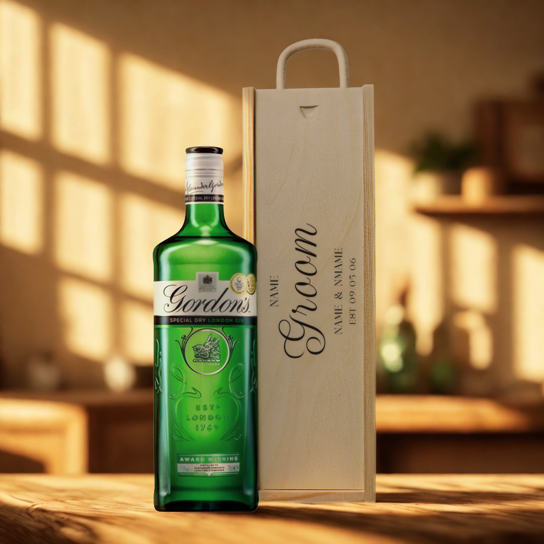 Personalised Groom Gin Gift Set with Wooden Presentation Box
