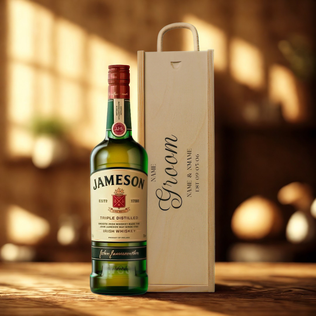 Personalised Groom Whisky Gift Set with Wooden Presentation Box