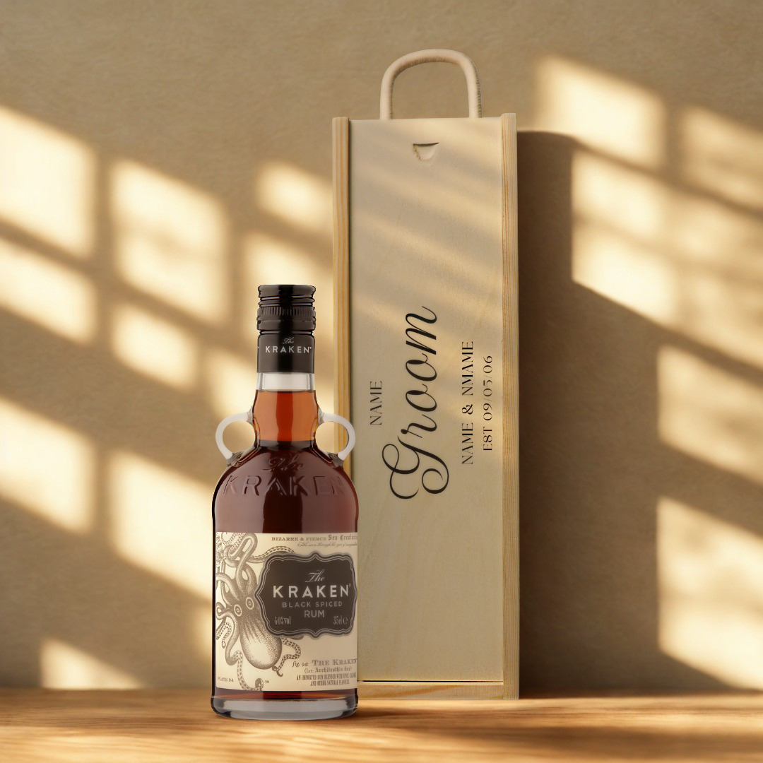 Personalised Groom Rum Gift Set with Wooden Presentation Box
