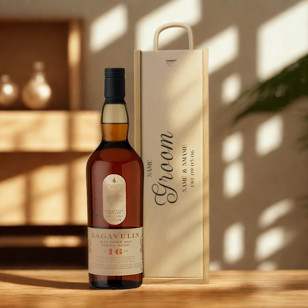 Personalised Groom Whisky Gift Set with Wooden Presentation Box