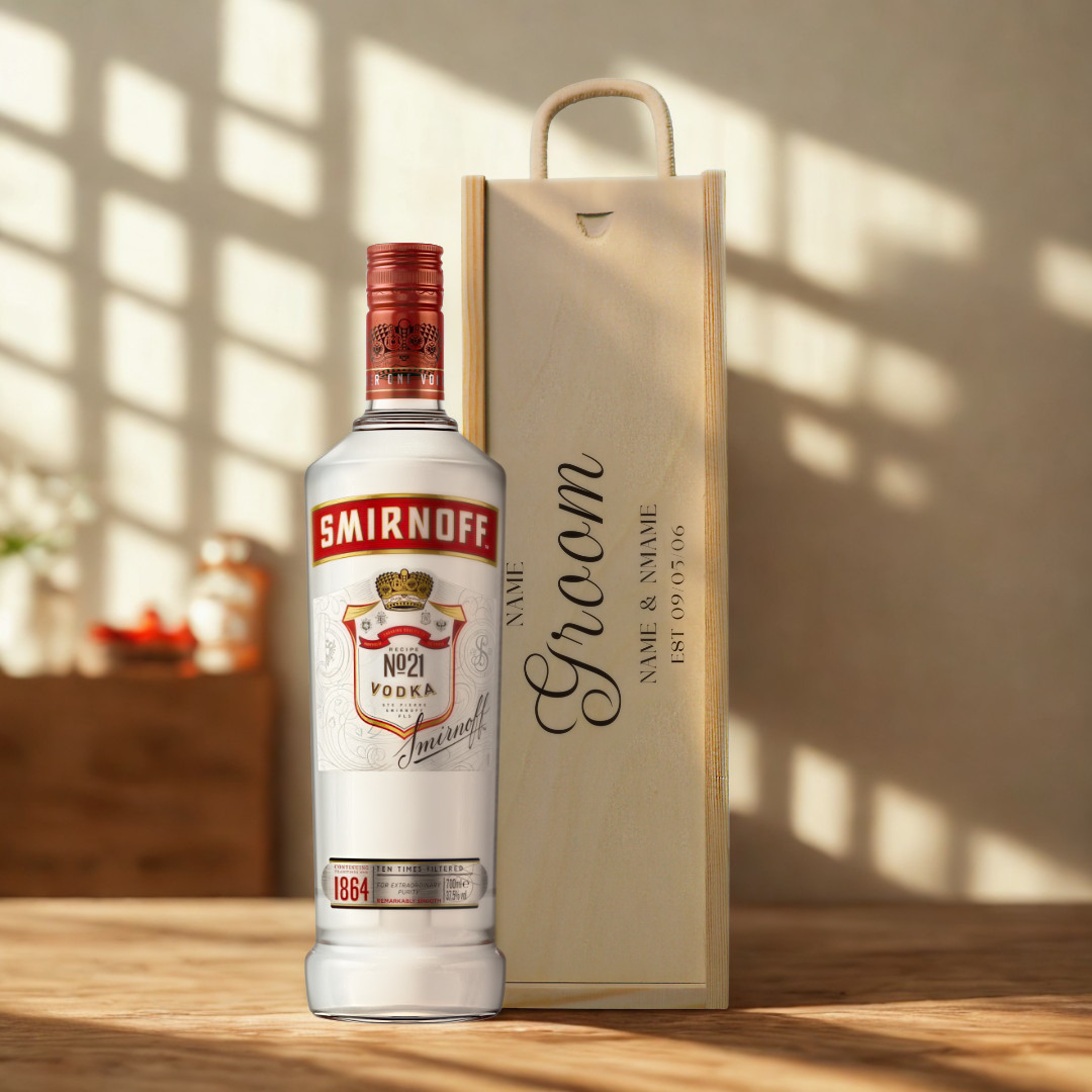 Personalised Groom Vodka Gift Set with Wooden Gift Box