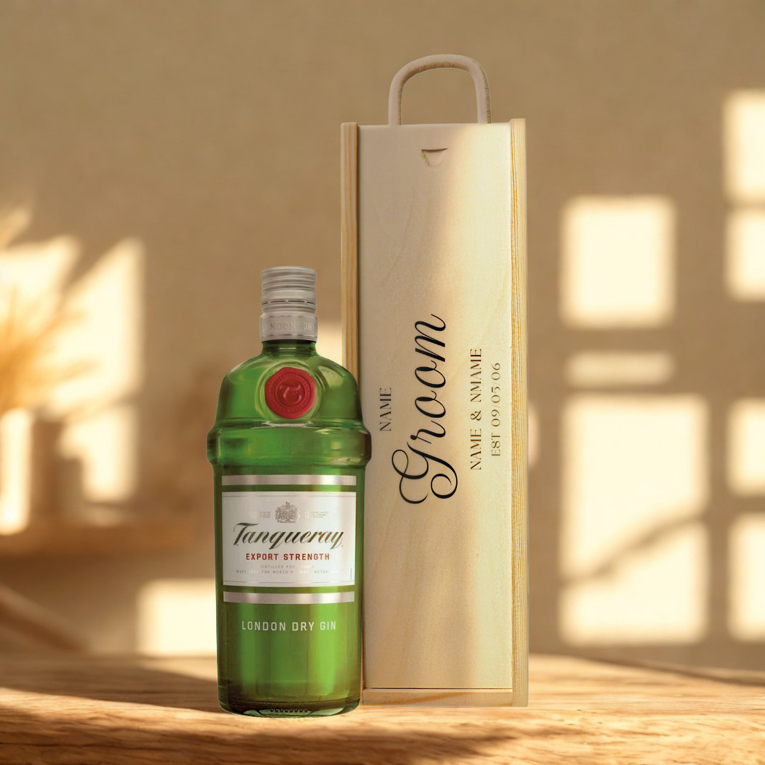 Personalised Groom Gin Gift Set with Wooden Presentation Box
